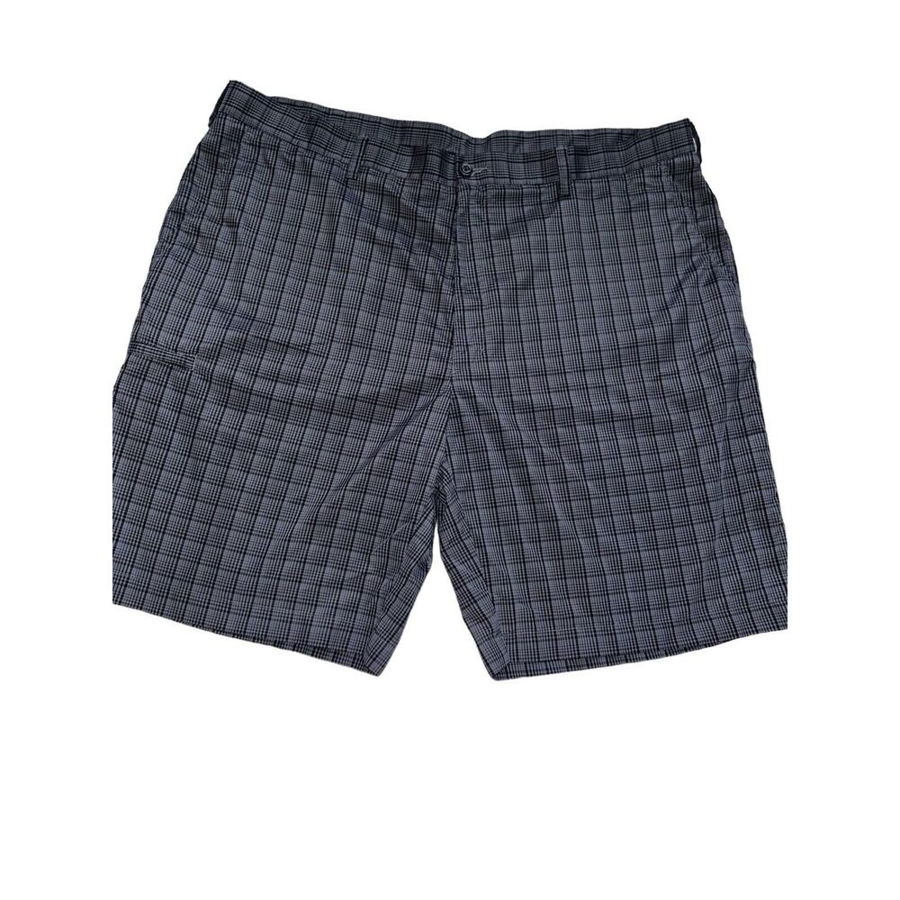 Grand Slam Men's Performance Flat Front Gray Black Check‎ Golf Shorts 42